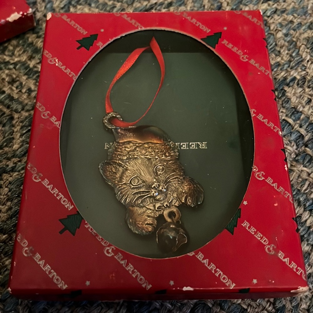 Silver plated ornament by Reed & Barton: cat